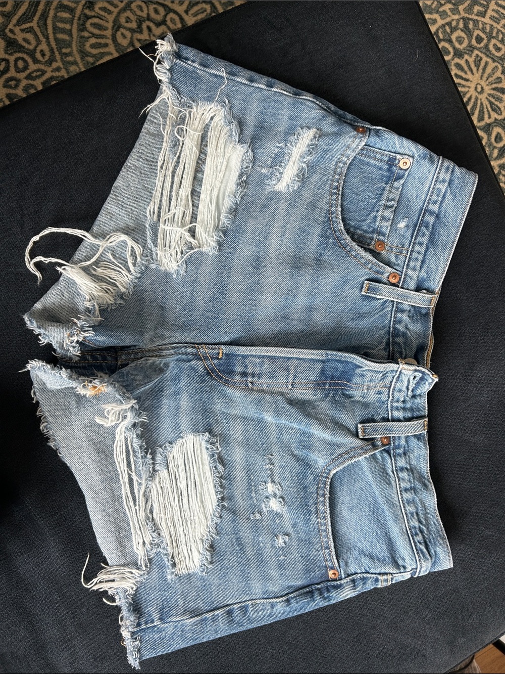 Levi's Distressed Light Blue Denim Jean Shorts